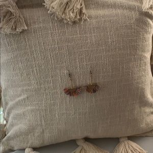 Gold colored multicolored tassel earrings